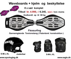 Waveboard + Hjelm  og  Beskyttelsessæt  Tilbud