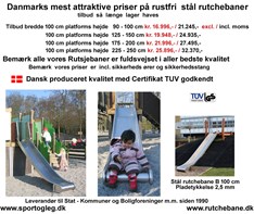 Danmarks mest attraktive priser på rustfri stålrutchebaner Bredde 100 cm