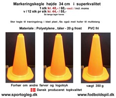 Markeringskegle 34 cm dansk super kvalitet orange