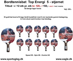 Bordtennisbat Top Energi  5 - Stjernet Tilbud