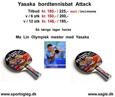 Yasaka Bordtennisbat  Attack  Tilbud ( pt Udsolgt )