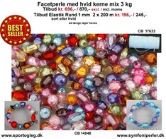 Plastperle Facet med Hvid Kerne Tilbud