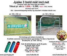 Jyske 3 Boldmål incl. net  Tilbud