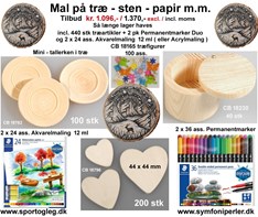 Mal på træ - sten - papir  m.m.  Tilbud