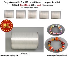 Smykkeelastik  5 x 100 m Tilbud