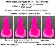 Markeringskegle 34 cm dansk super kvalitet Fuchsia