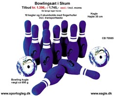 Bowlingsæt i Kvalitetsskum  Stor Røde eller Blå kegler
