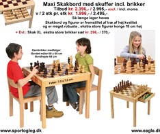 Skakbord med skuffer incl. brikker  Tilbud  Høj Kvalitet